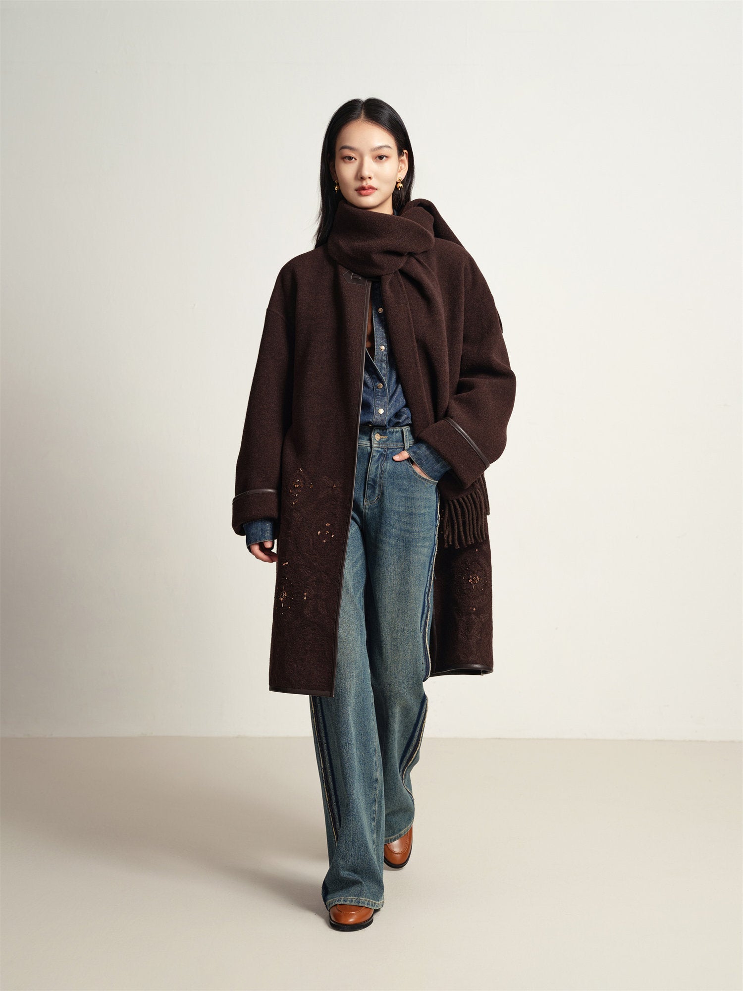 Lightweight Yak Cashmere Wool Coat | Brown