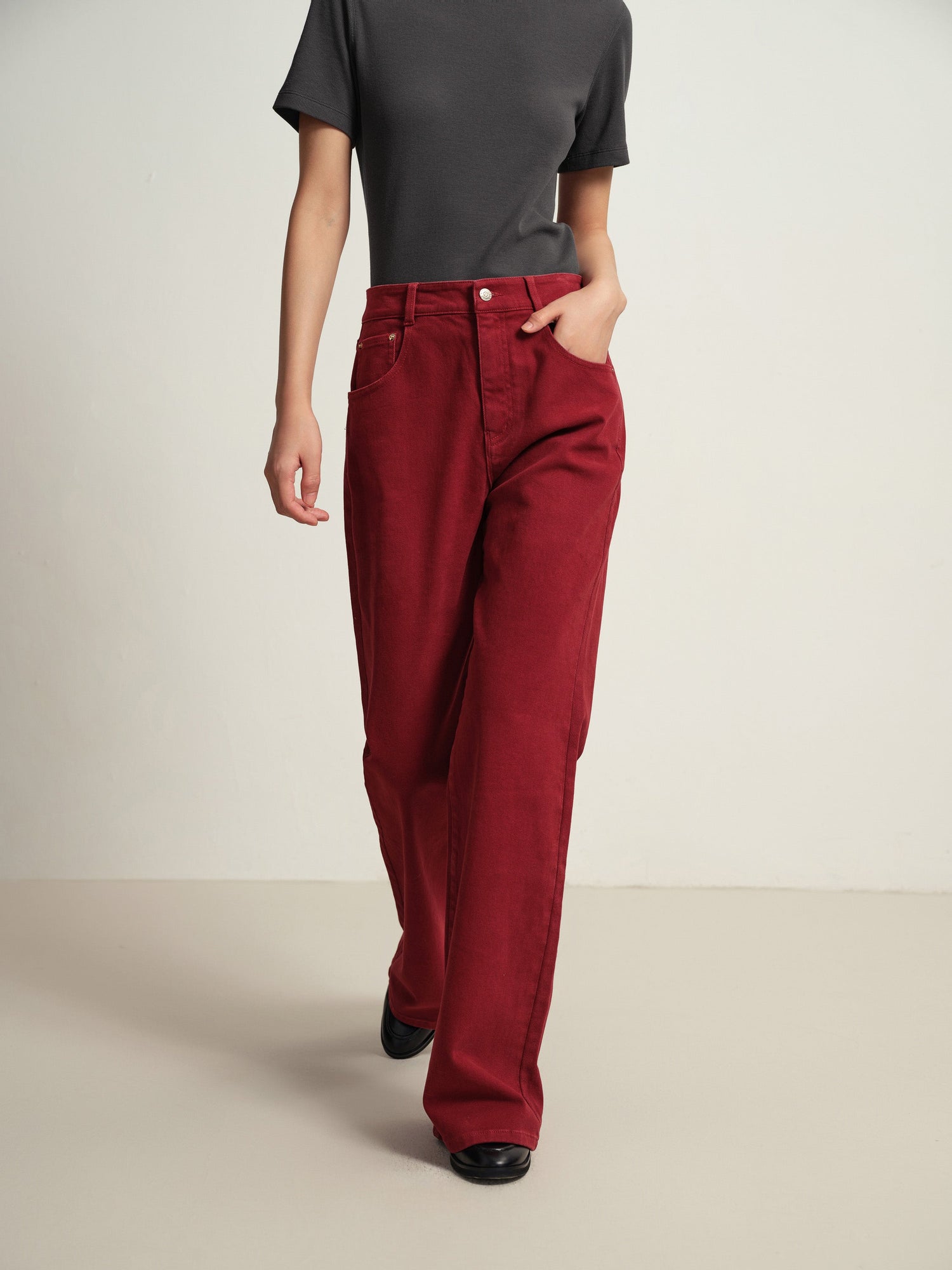 Slim Fit Pants | Red