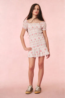 Girls Mosa Cotton Floral Dress | Thulian Pink