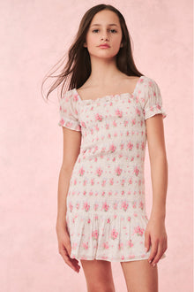 Girls Mosa Cotton Floral Dress | Thulian Pink