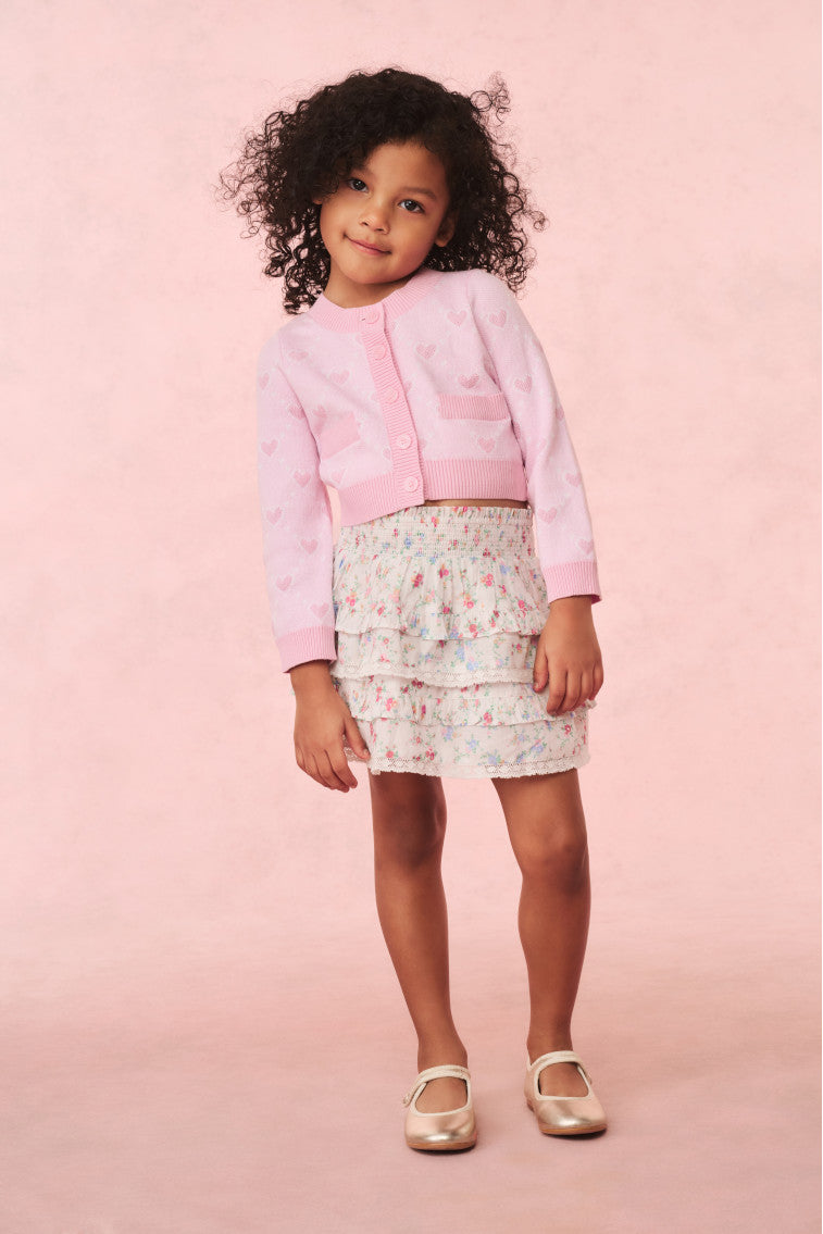 Girls Steran Cotton Heart Cardigan | Heart Rush Pink