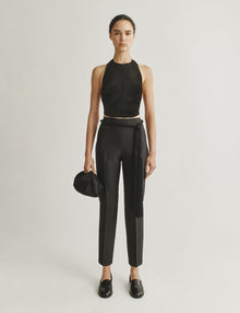 Womens | The Gilet in Textured Velvet | Black