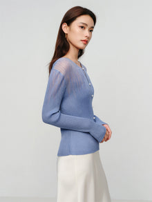 Silk-Acetate Knit Base Layer | Blue