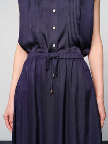 Straight-Cut Acetate Midi Skirt | Navy