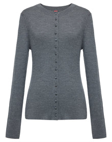 Pure Wool Knit Cardigan | Grey