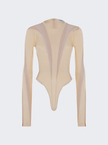 Women | Mugler | Sheer Panel Bodysuit | Ultraviolet & Nude 02