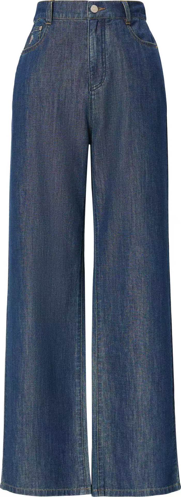 Slimming Cotton Wide-Leg Pants | Blue
