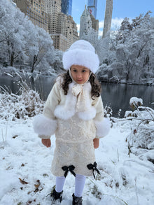 Girl | Ava Kids Fox Fur Hat | Ivory