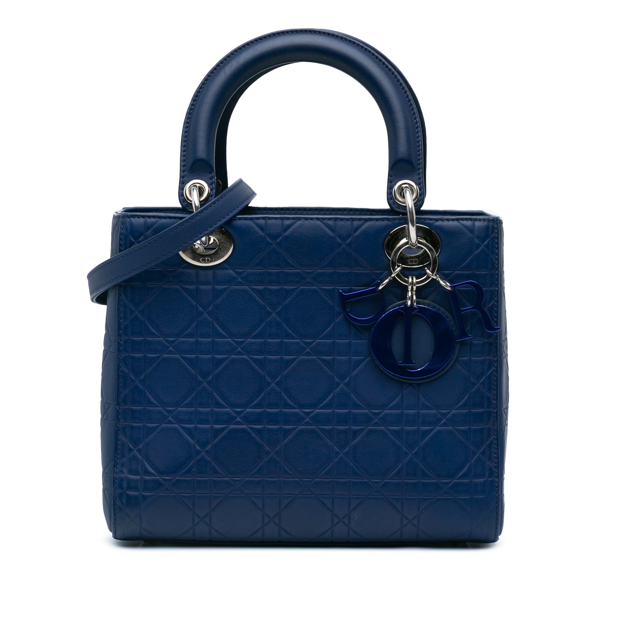 Dior | Pre-Owned Medium Ultra Matte Calfskin Cannage Embossed Lady | Blue