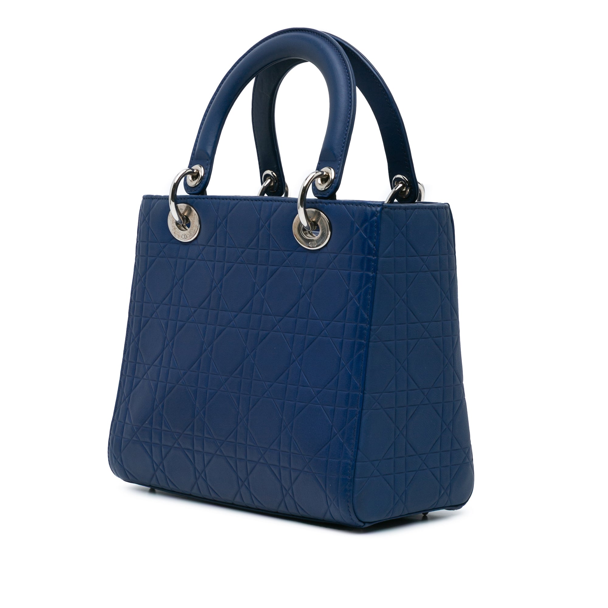Dior | Pre-Owned Medium Ultra Matte Calfskin Cannage Embossed Lady | Blue