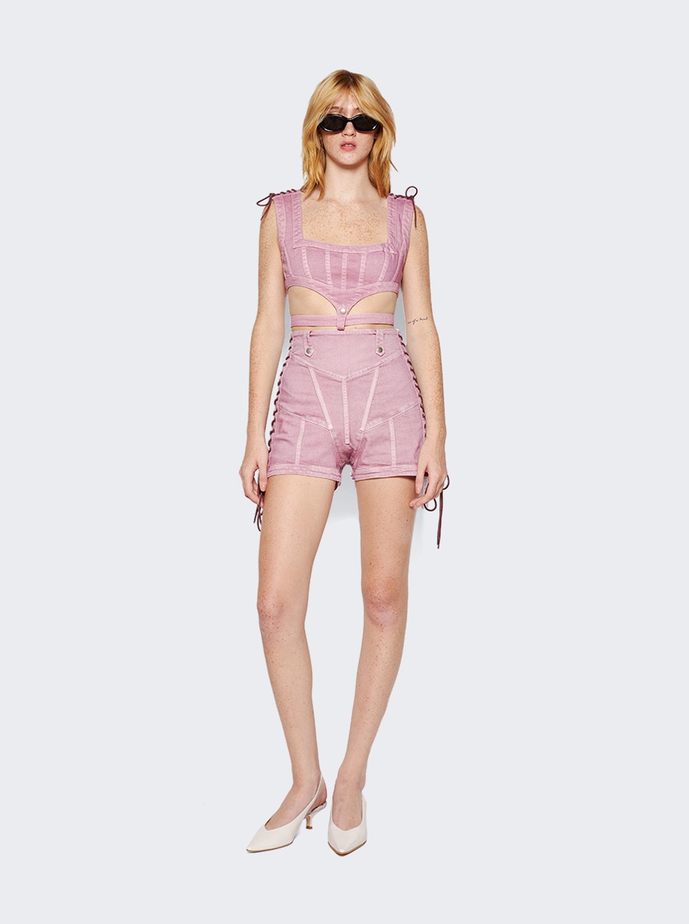 Women | Jean Paul Gaultier X Knwls | Washed Laced Crop Top | Lilac