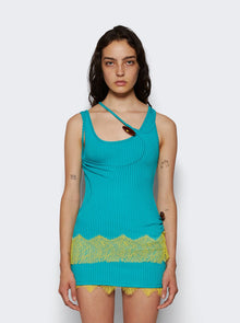 Women | Christopher Esber | Corrugated Lace Toggle Dress Teal | Blue