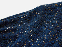 Sequin Embroidery Designer Cropped Knit Top | Navy