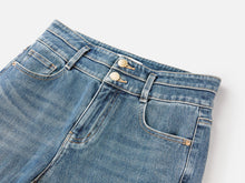 Cotton Blended Stretch Flare Pants | Blue