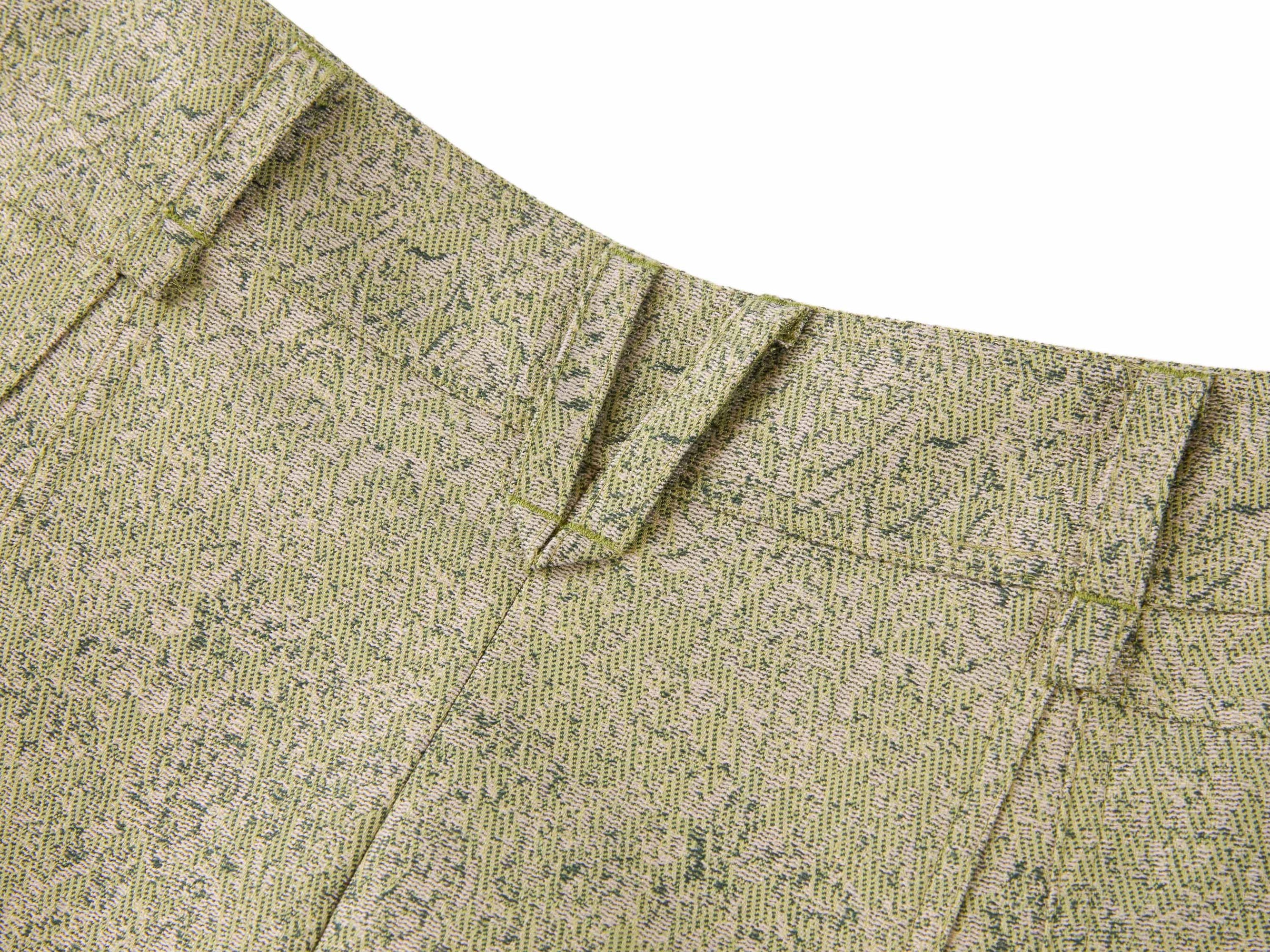 High-Waist Wool Cashmere Jacquard Skirt | Green