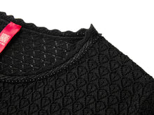 Jacquard Round Neck Cardigan | Black