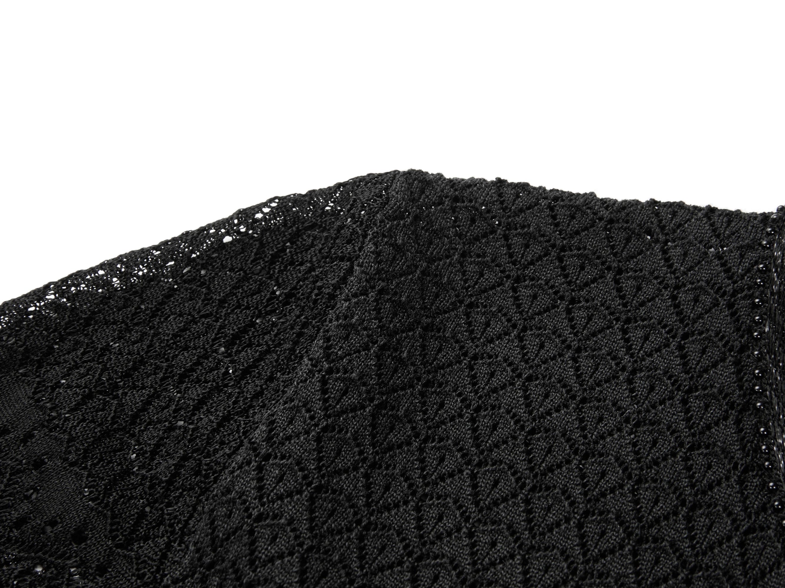 Jacquard Round Neck Cardigan | Black