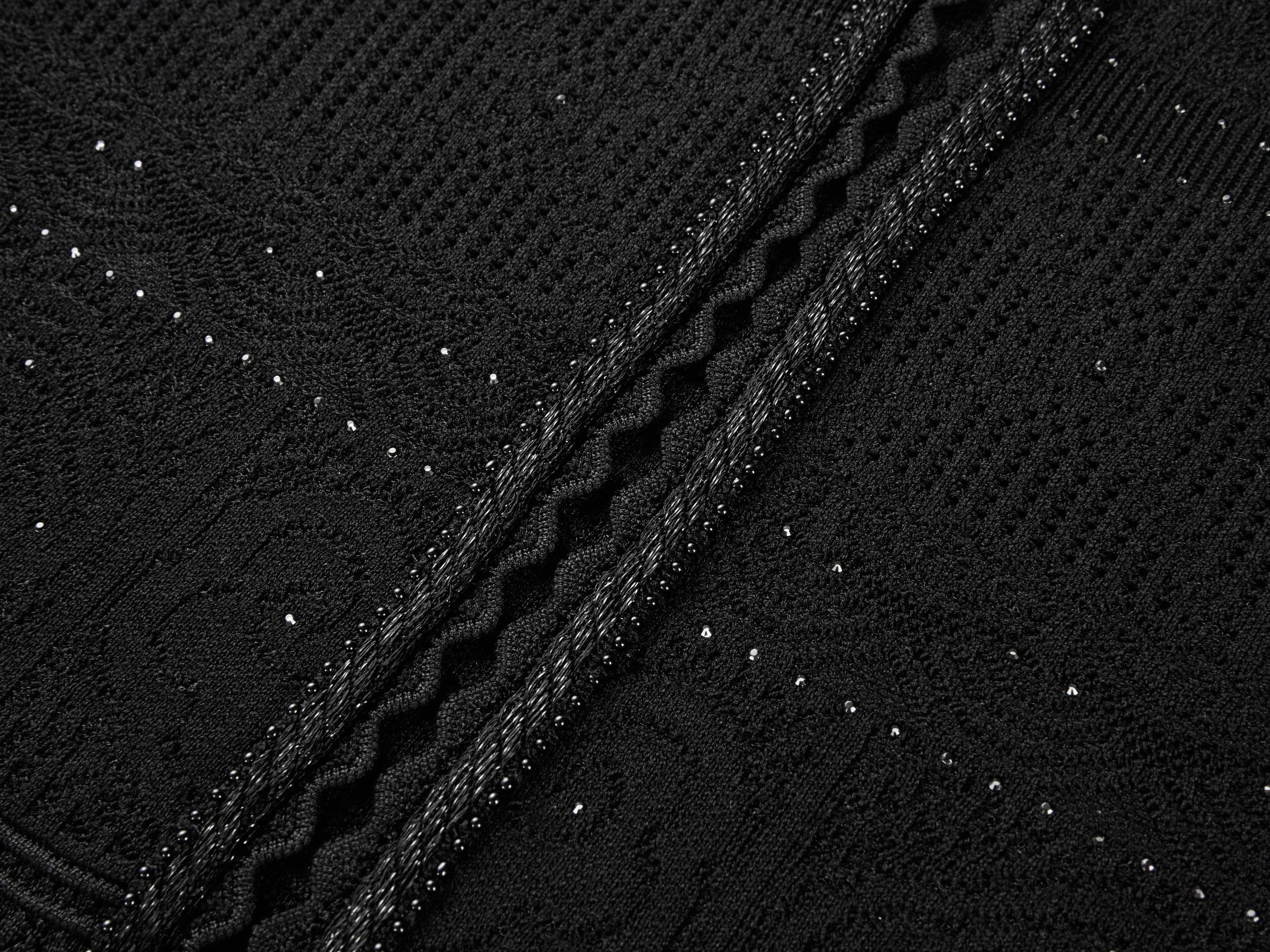 Jacquard Round Neck Cardigan | Black