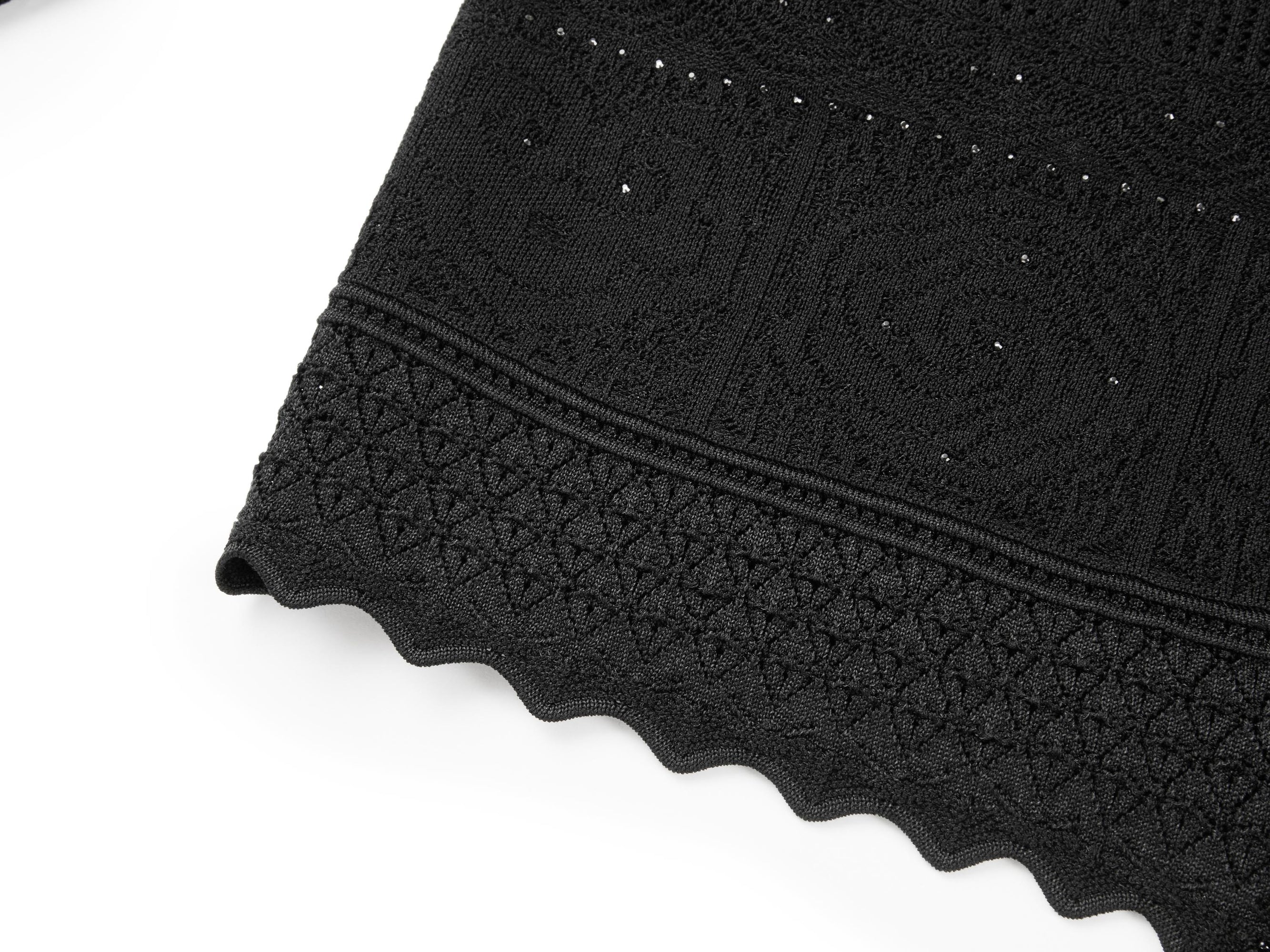 Jacquard Round Neck Cardigan | Black