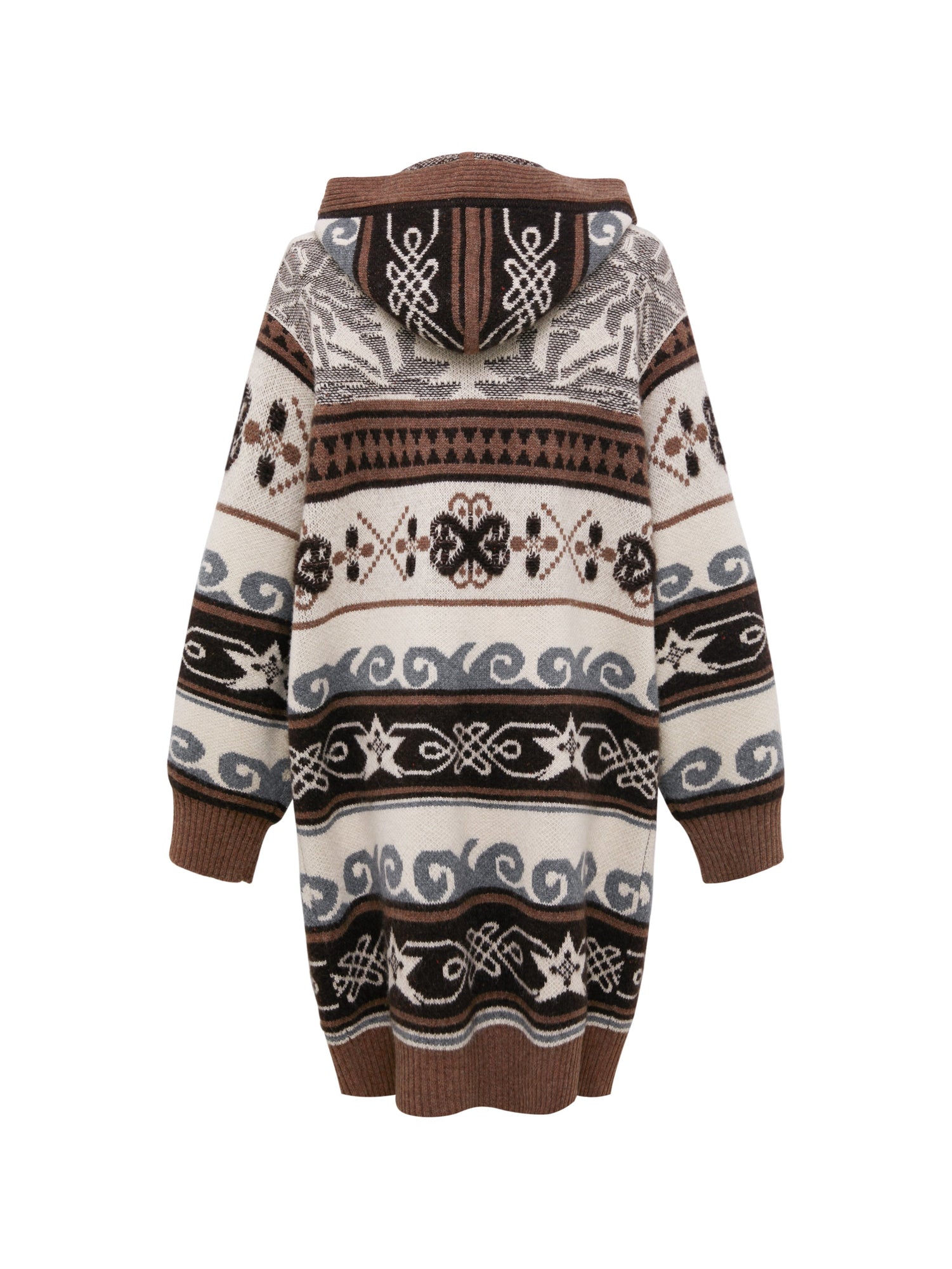 Long Hooded Sweater | Brown