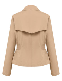 Wool-Silk Blend Cinched Waist Coat | Khaki
