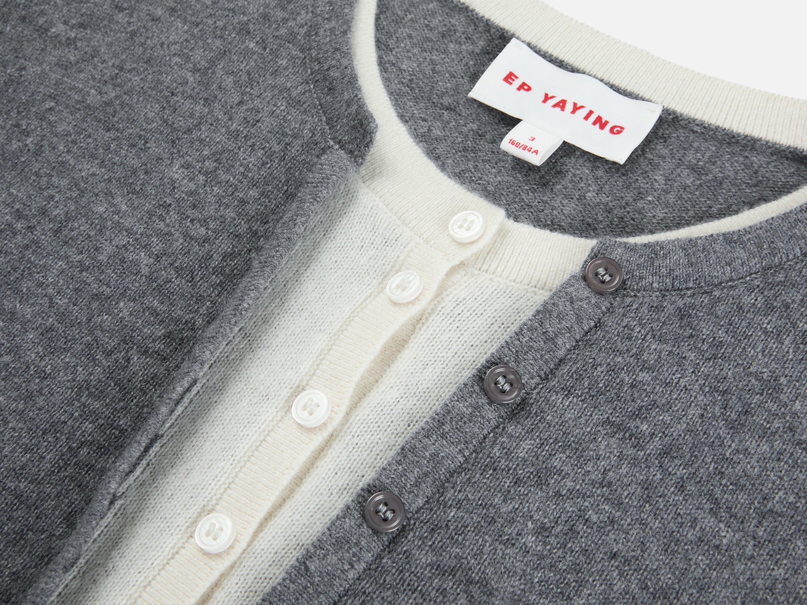 Layered Collar Soft Wool Cashmere Old Money Style Sweater | Grey