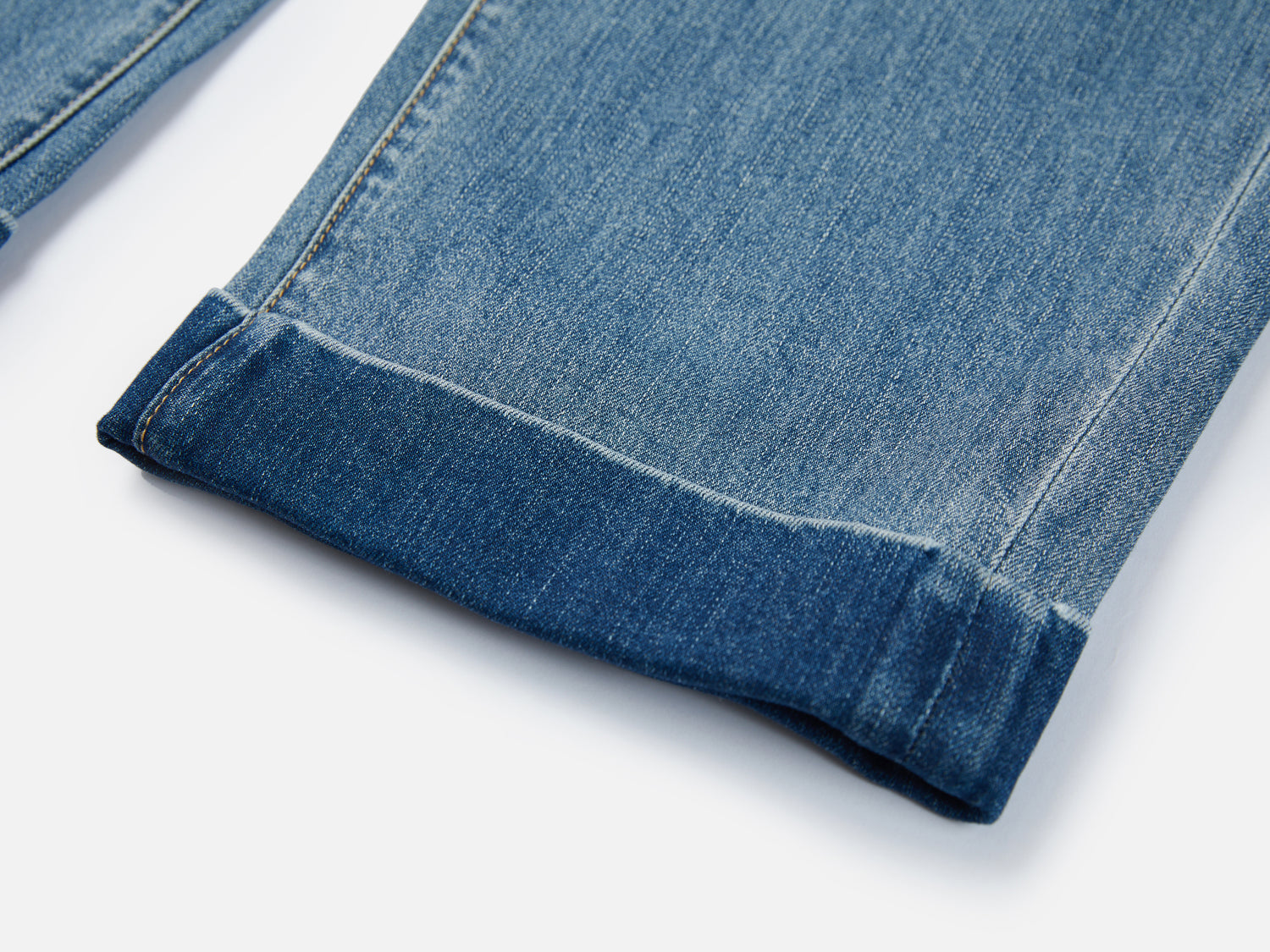 Rolled Hem Straight-Leg Jeans | Blue