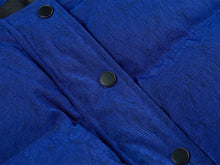 Velvet-Texture Pleated Down Jacket | Blue