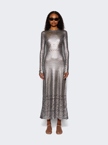 Women | Rabanne | Lace Knit Dress | Silver