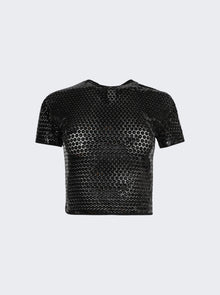Women | Mugler | Shiny Sequin Crop Top | Black