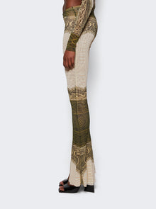 Women | Jean Paul Gaultier | Cartouche Printed Mesh Flare Pant | Green