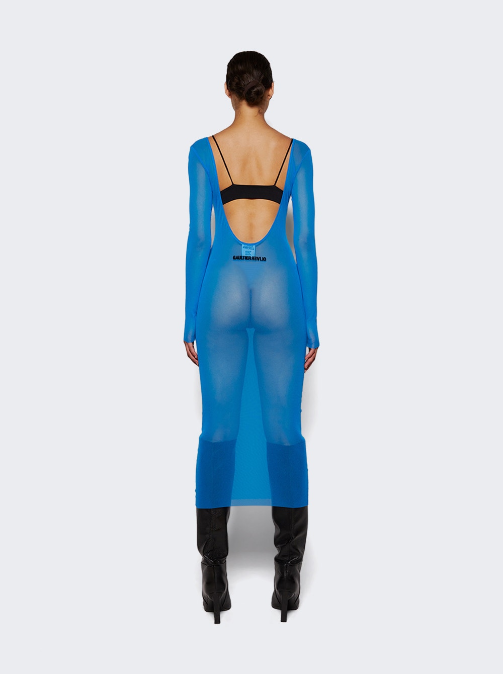 Women | Jean Paul Gaultier X Shayne Oliver | Mesh Low Cut And Backless Dress | Ibiza Blue