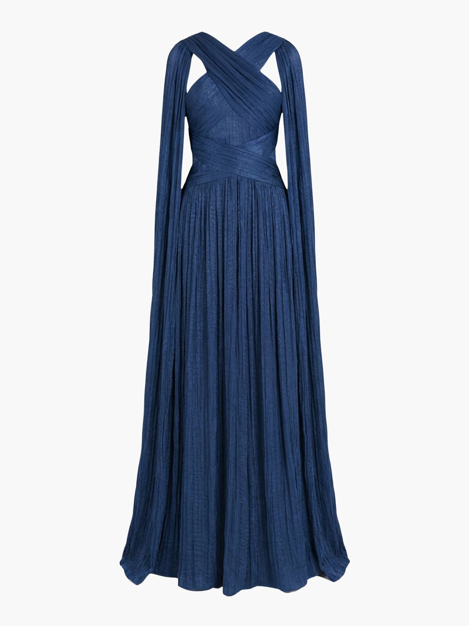 Criss-Cross Satin Streamer Gown | Navy