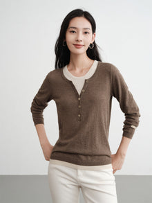 Layered-Look Pullover | Camel