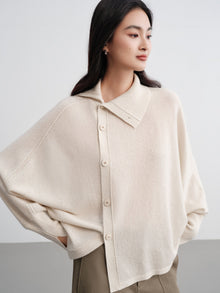 Asymmetric Soft Knit Top Sweater | White