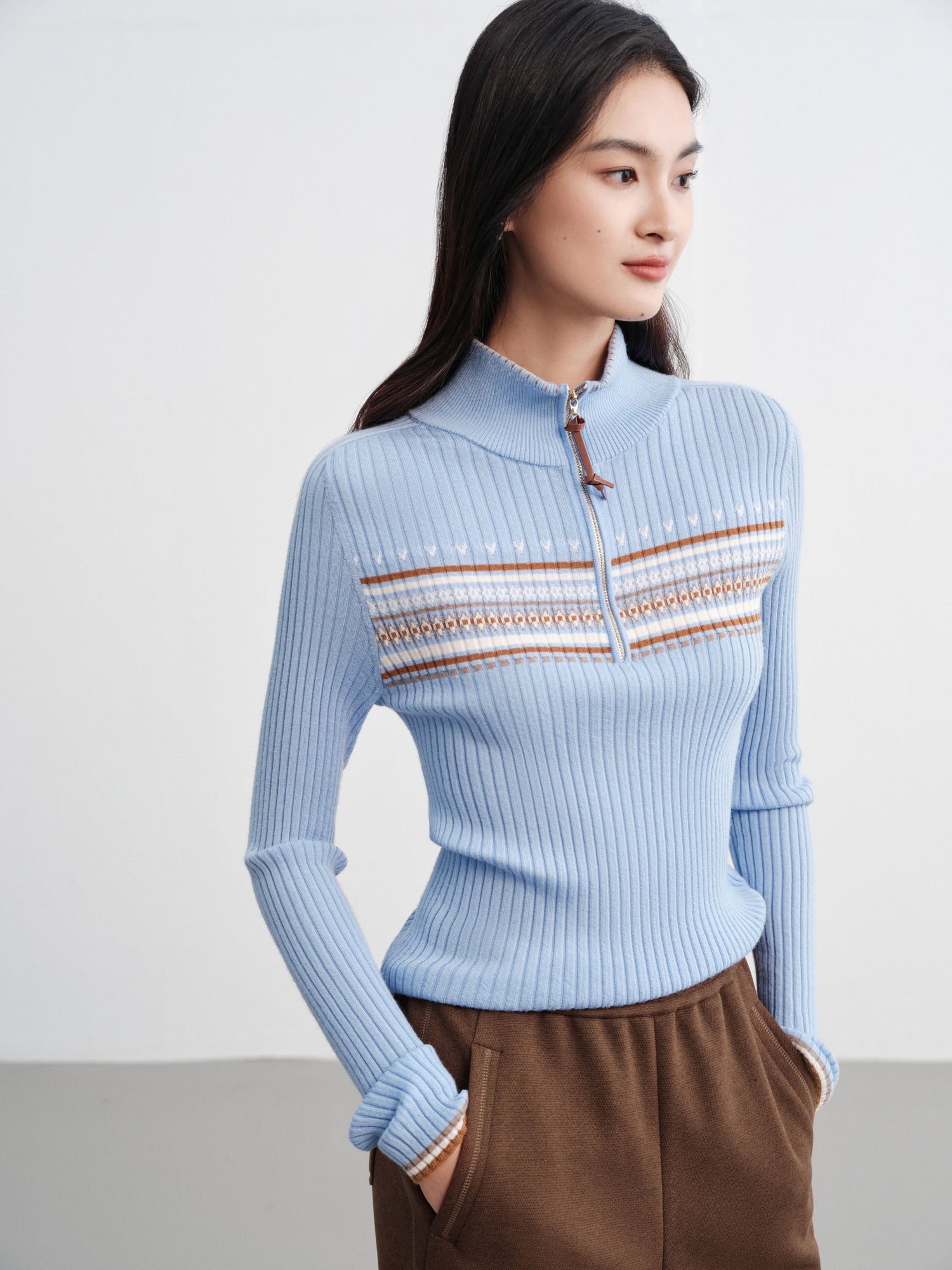 Jacquard Wool Sweater | Blue