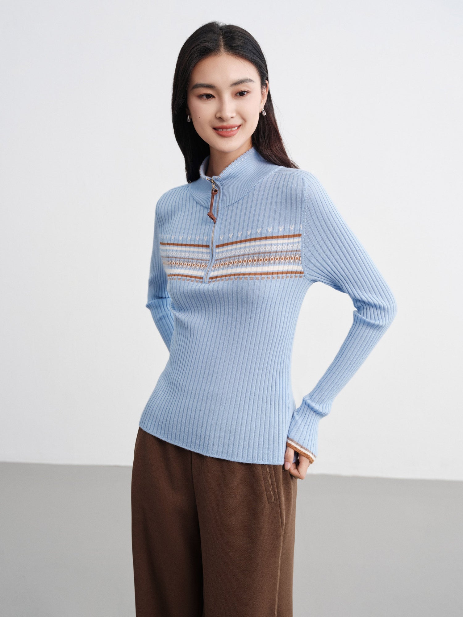 Jacquard Wool Sweater | Blue