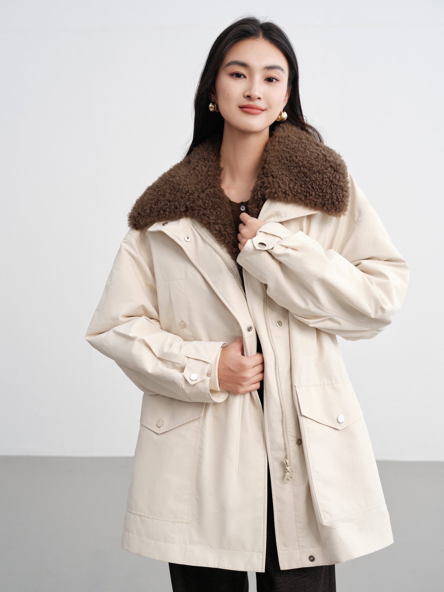 Wool Light Warm Parka | White