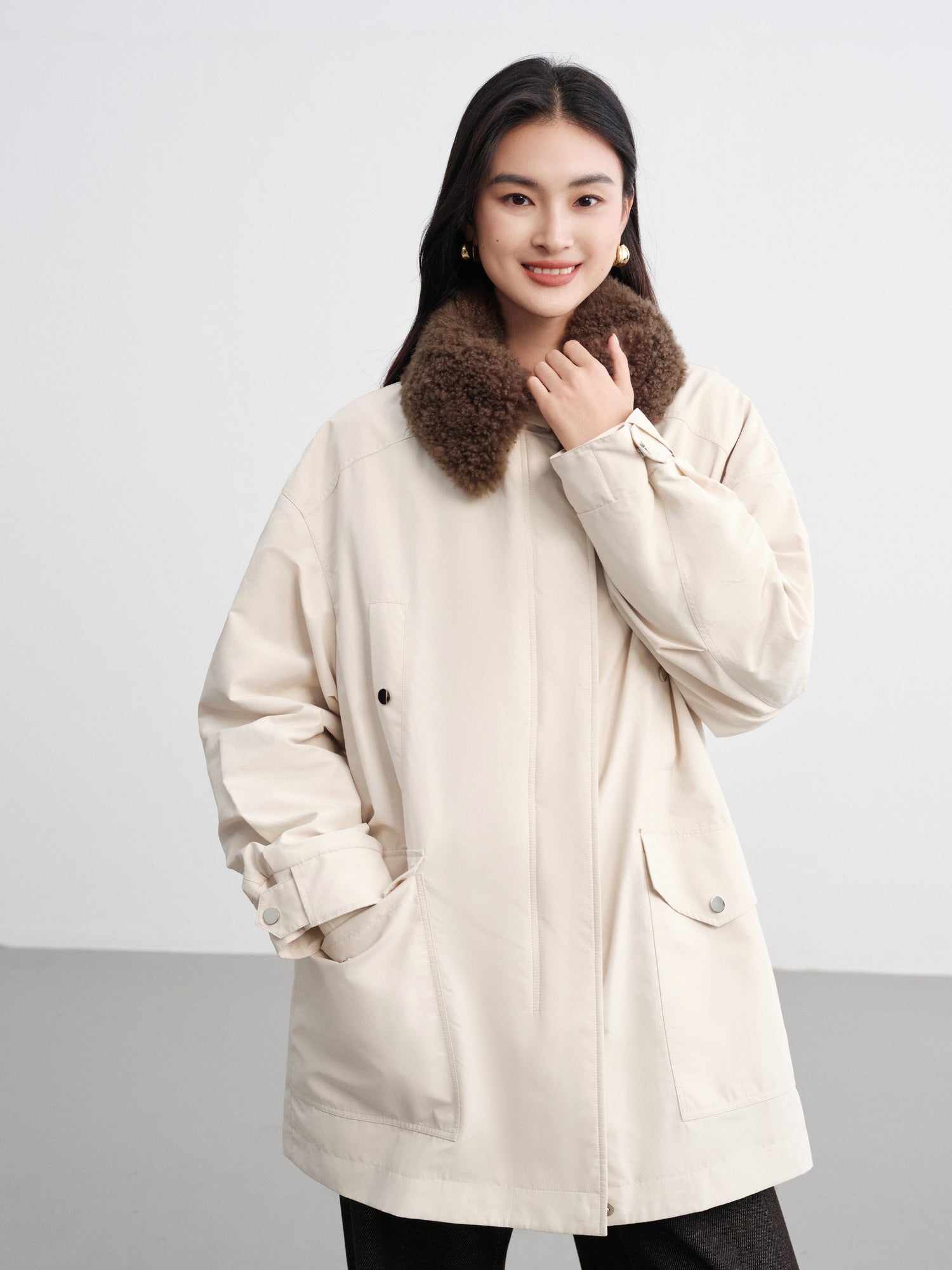 Wool Light Warm Parka | White
