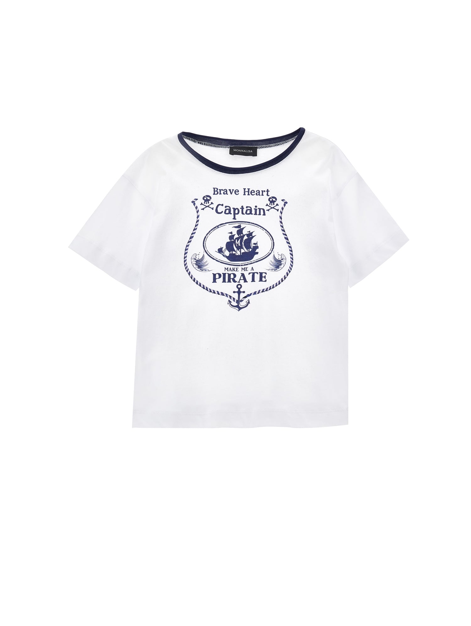 Boys | Coat Of Arms Print Jersey T-Shirt | White/Blue