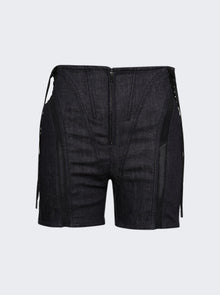 Women | Mugler | Mesh Laced Up Shorts Blue And Black