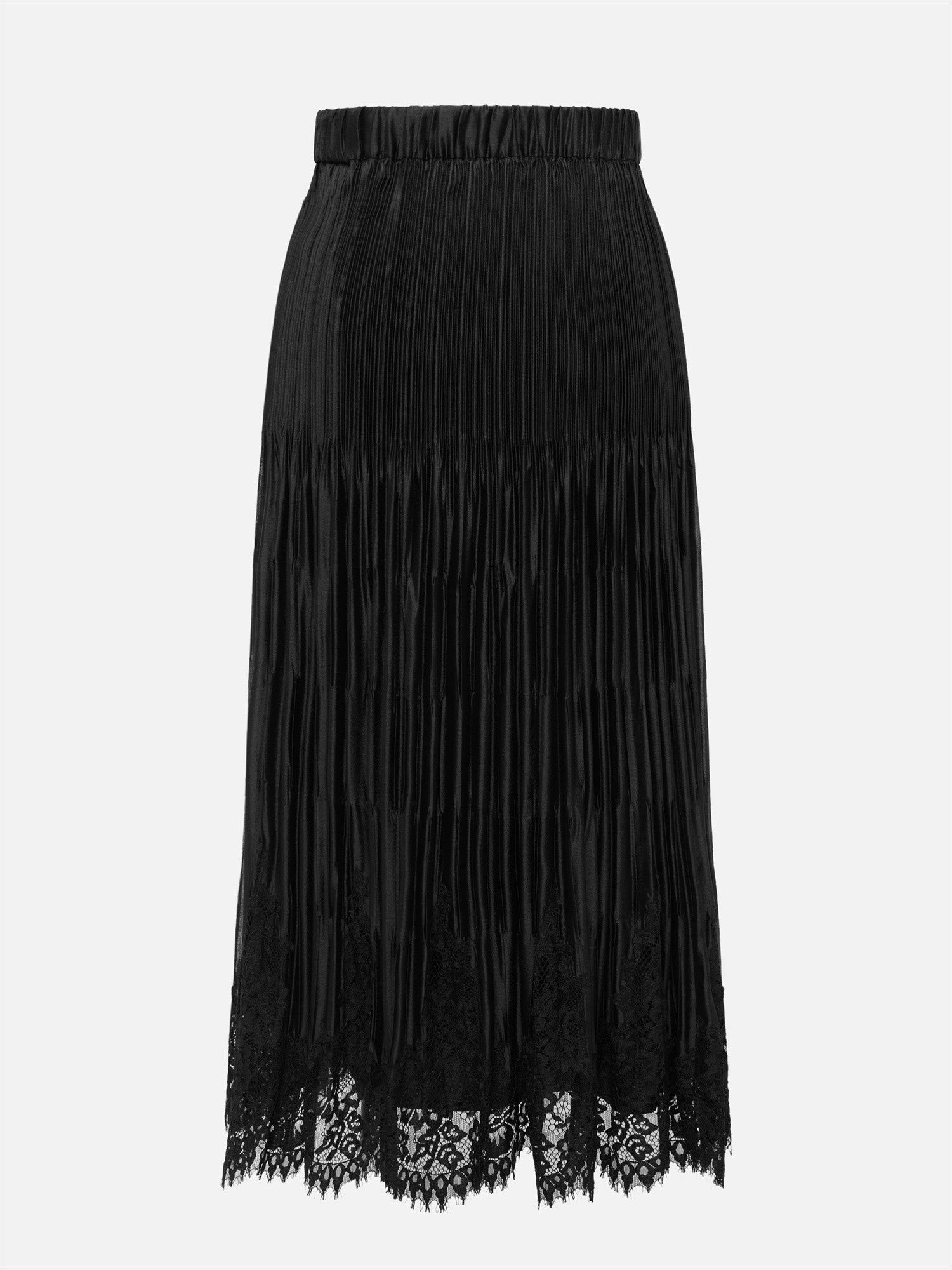 Classic Vintage Lace Pleated Skirt | Black