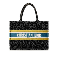 Dior | Pre-Owned Mizza Medium Embroidered Canvas Leopard Book Tote | Black