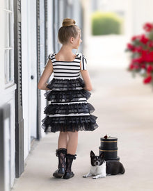 Girl | Monaco and Striped Dress | Black x White