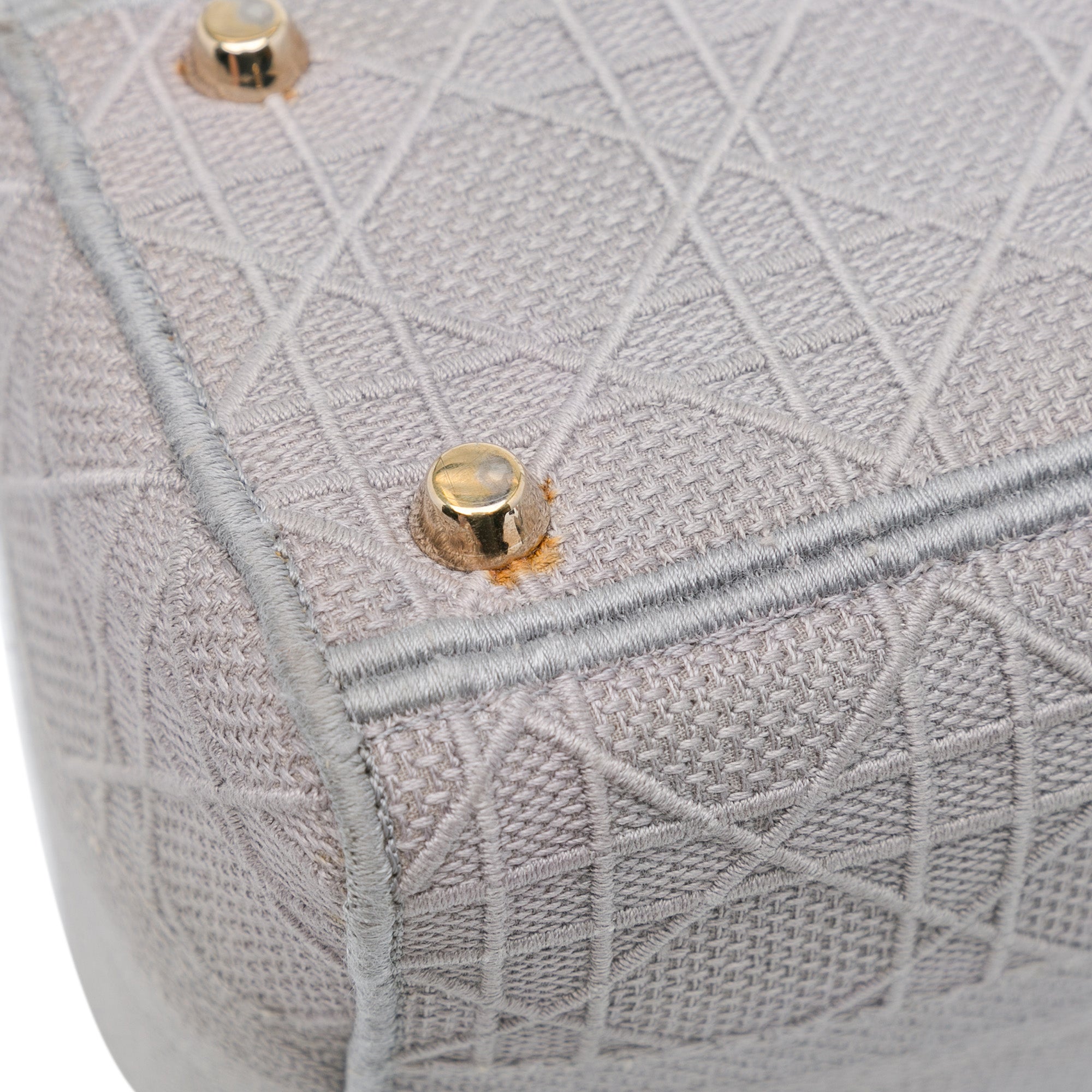 Dior | Pre-Owned Medium Canvas Cannage Lady D Lite - V | Gray/Light Gray