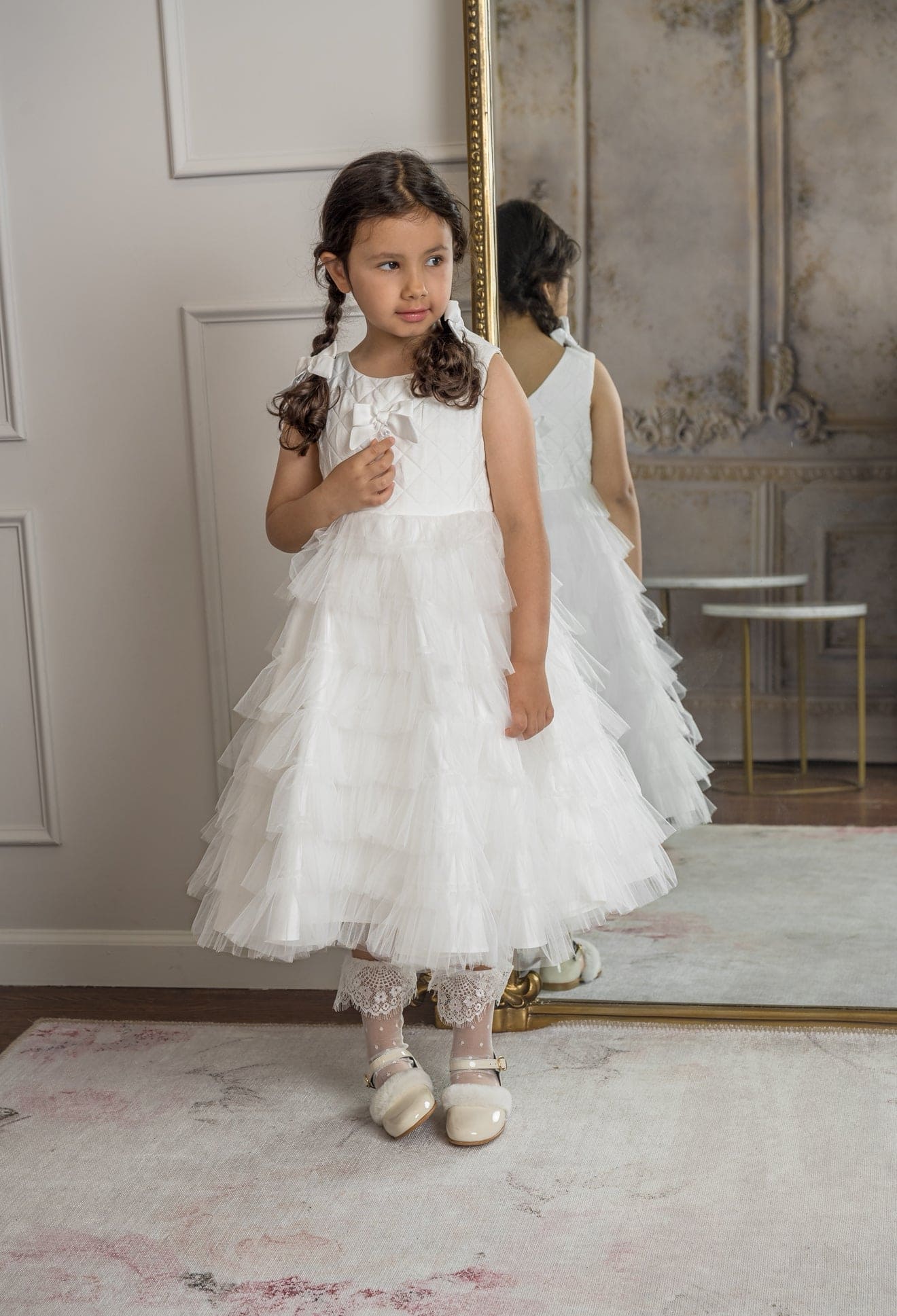 Girl | Poppy Quilted Hair Bow Clips | White