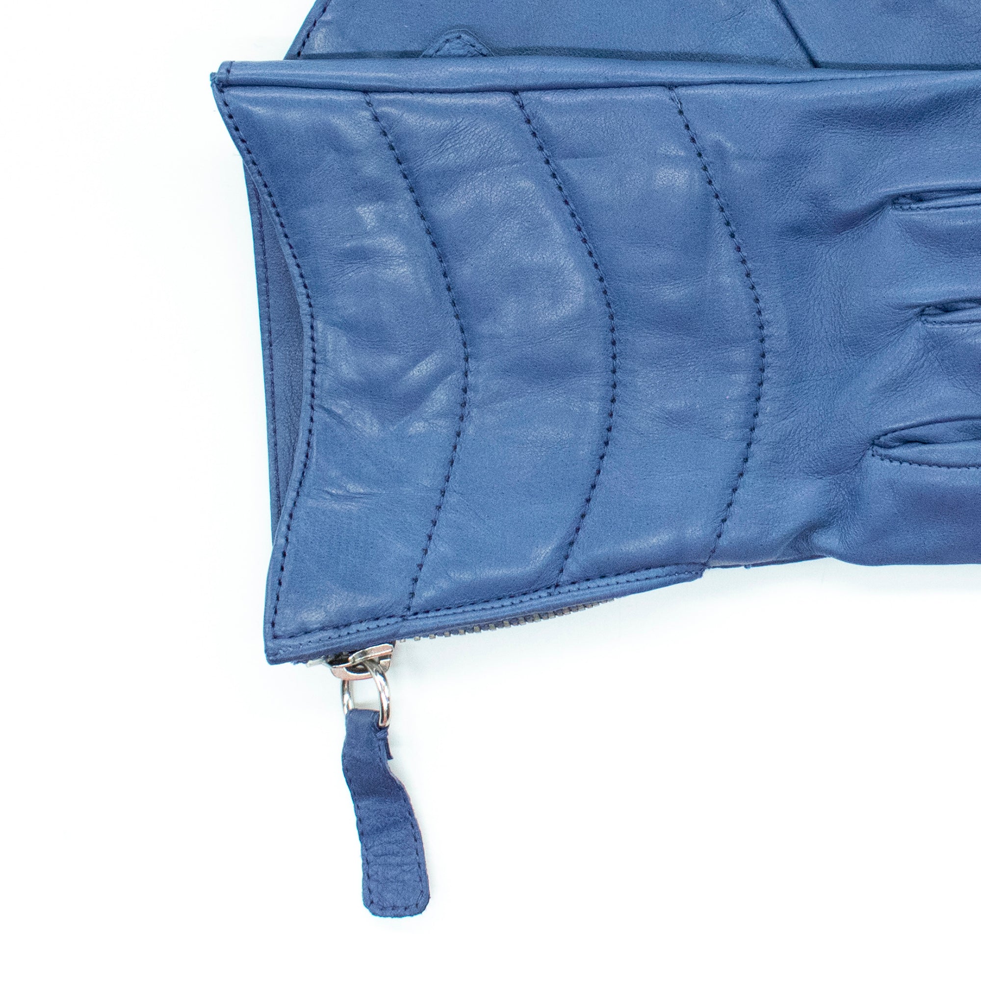 Womens | Short Quilted Leather Gloves | Dutch Blue