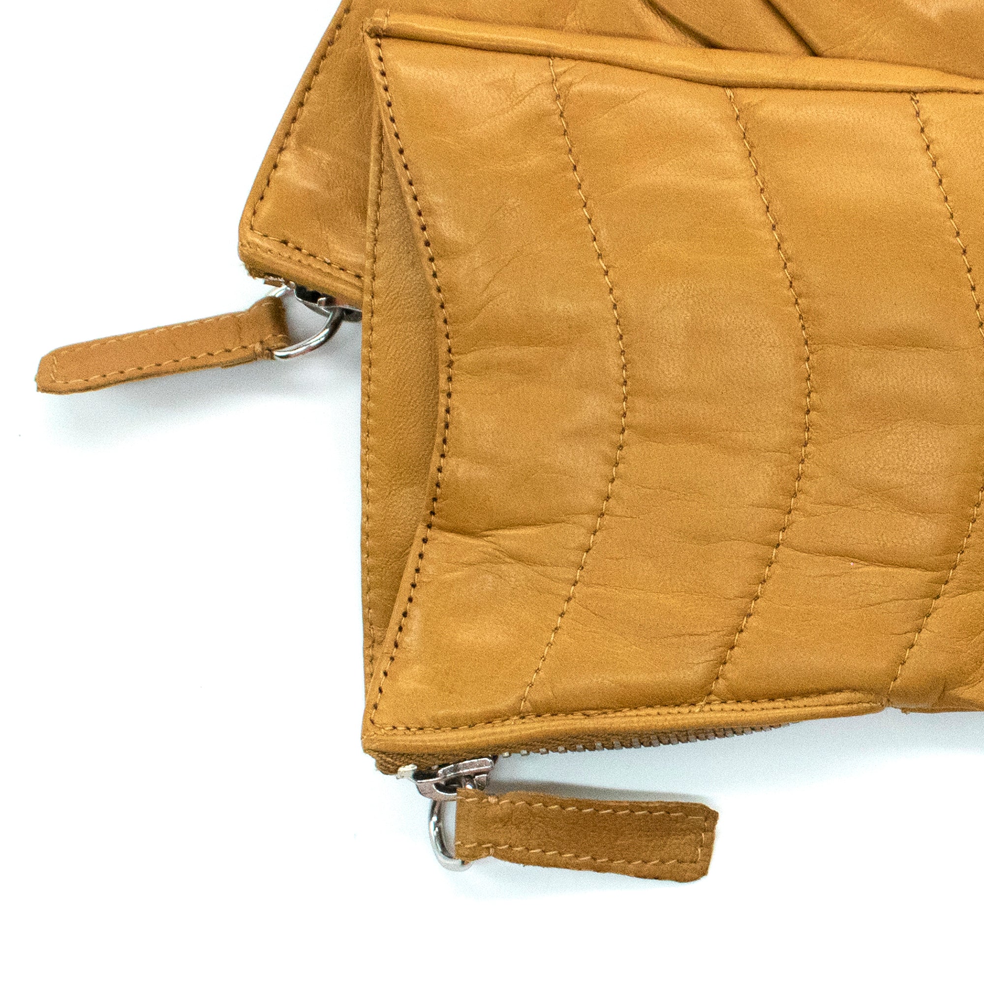 Womens | Short Quilted Leather Gloves | Golden Sunflower