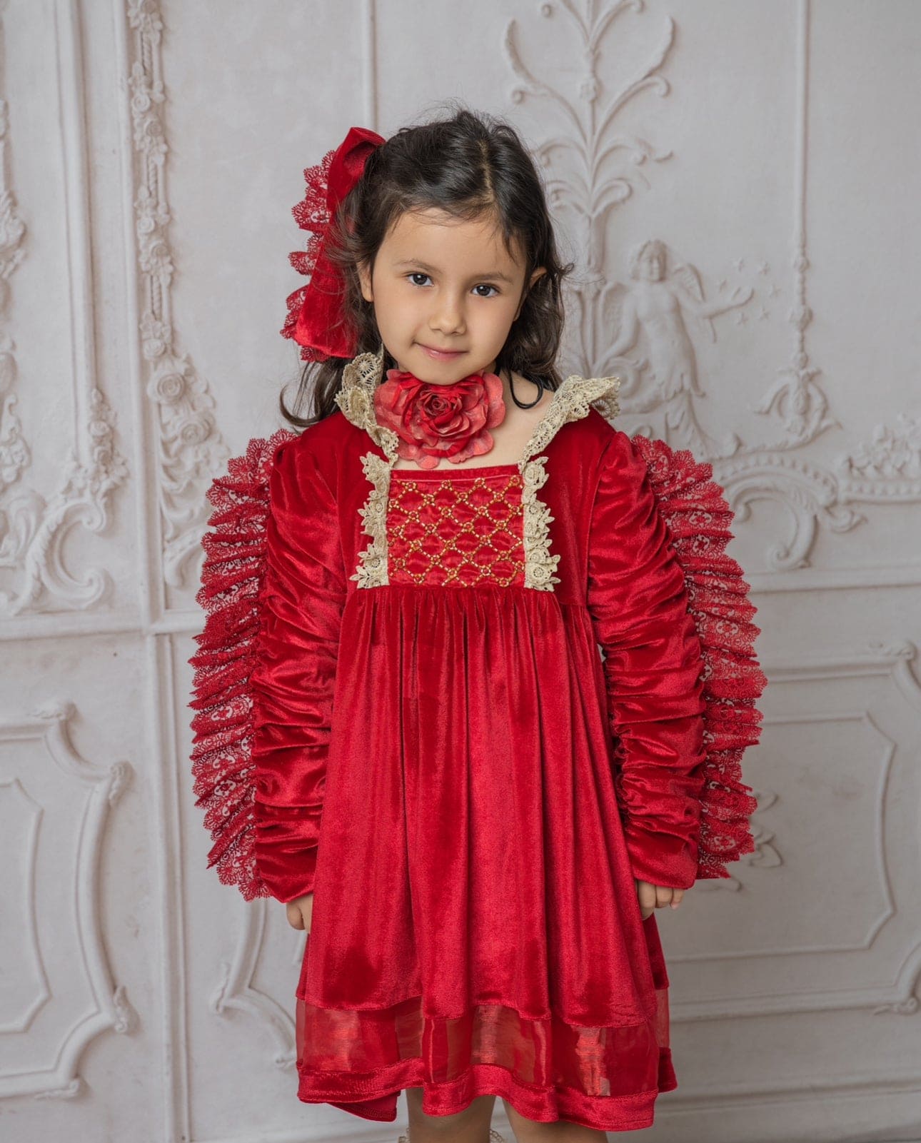 Girl | Victoria Velvet Dress | Red