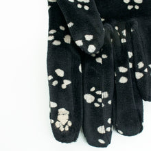 Womens | Paw Print Velvet Gloves | Black